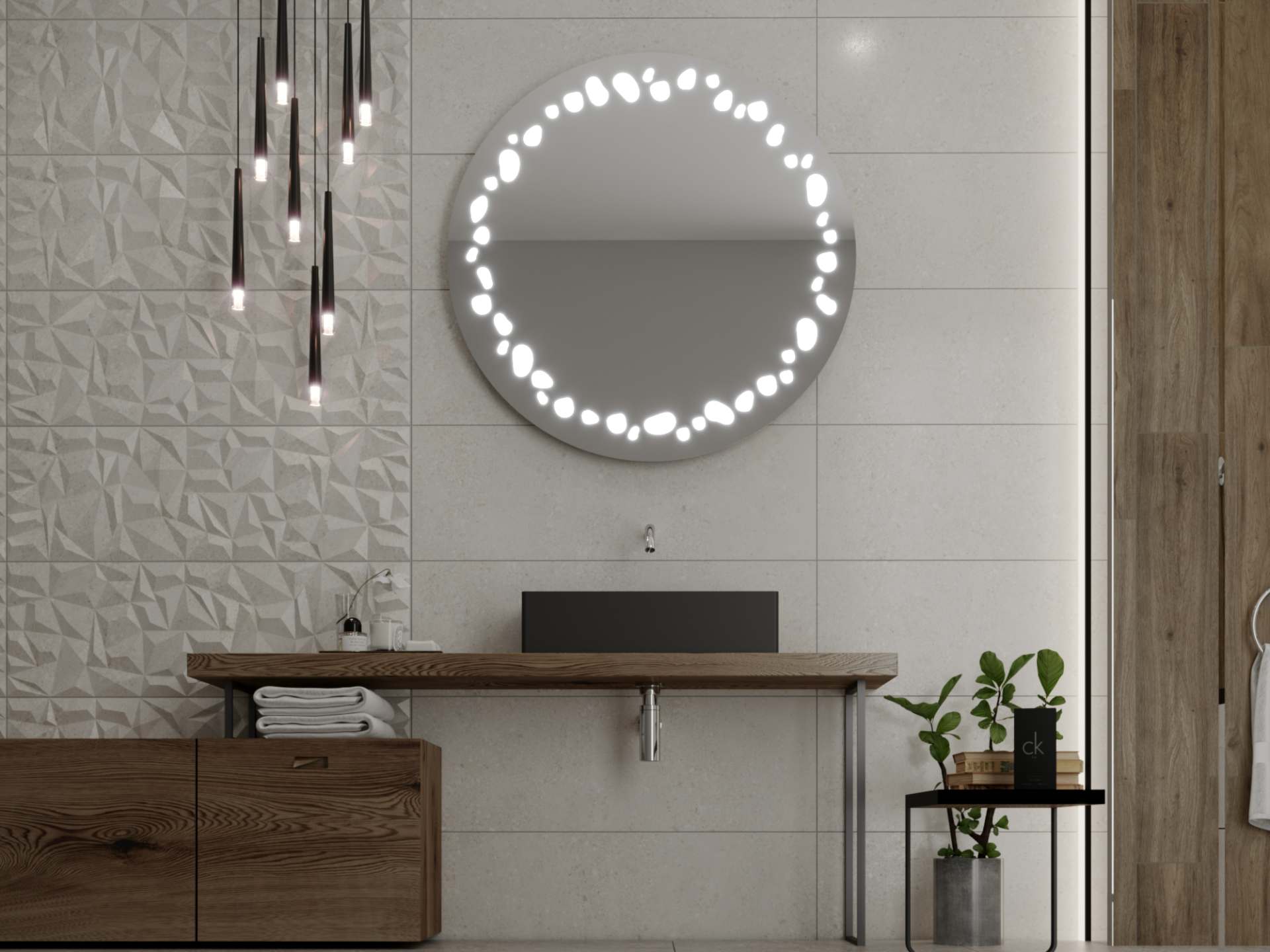 Miroir rond avec éclairage LED C7 premium
