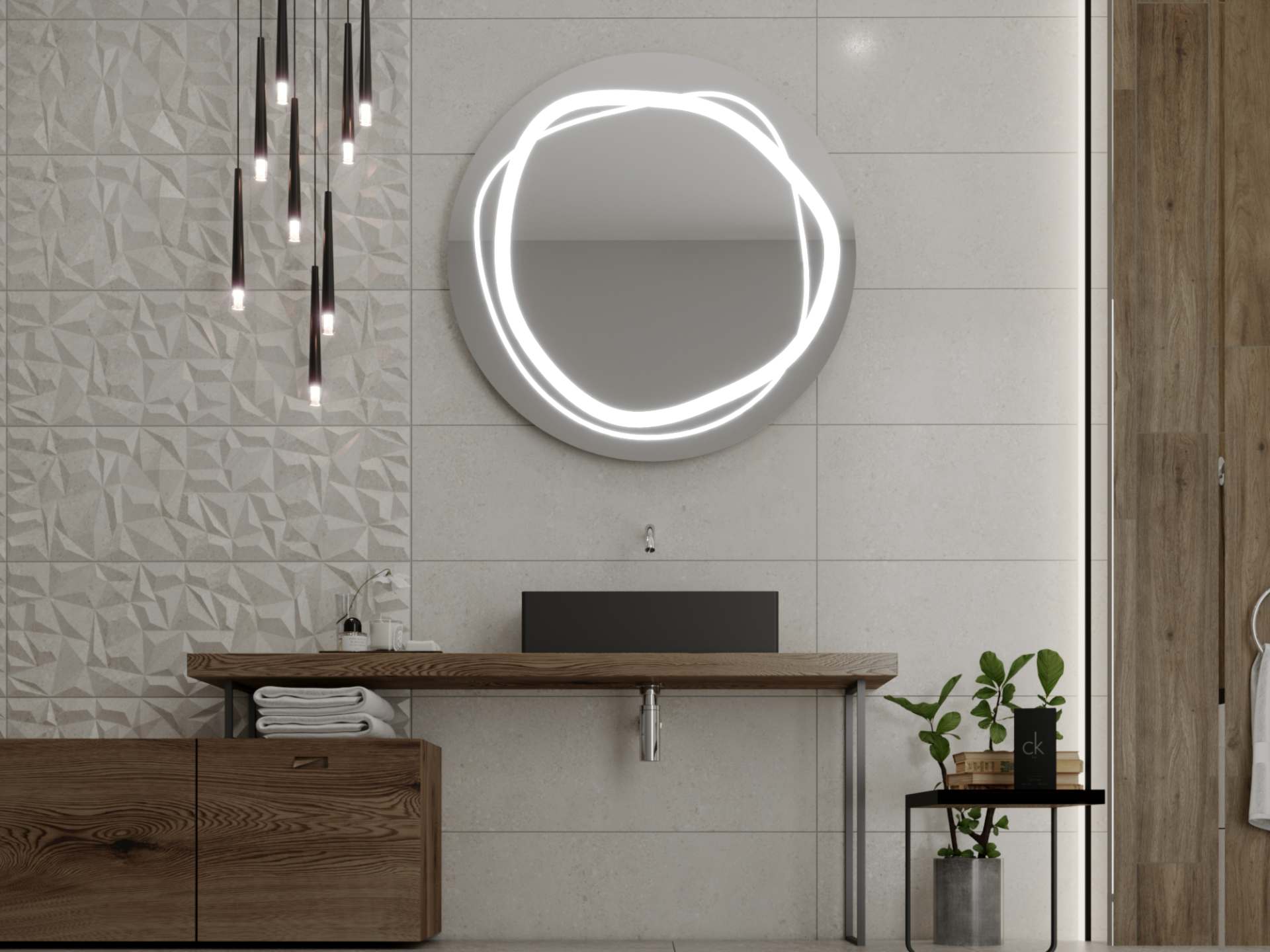 Miroir rond avec éclairage LED C9 premium