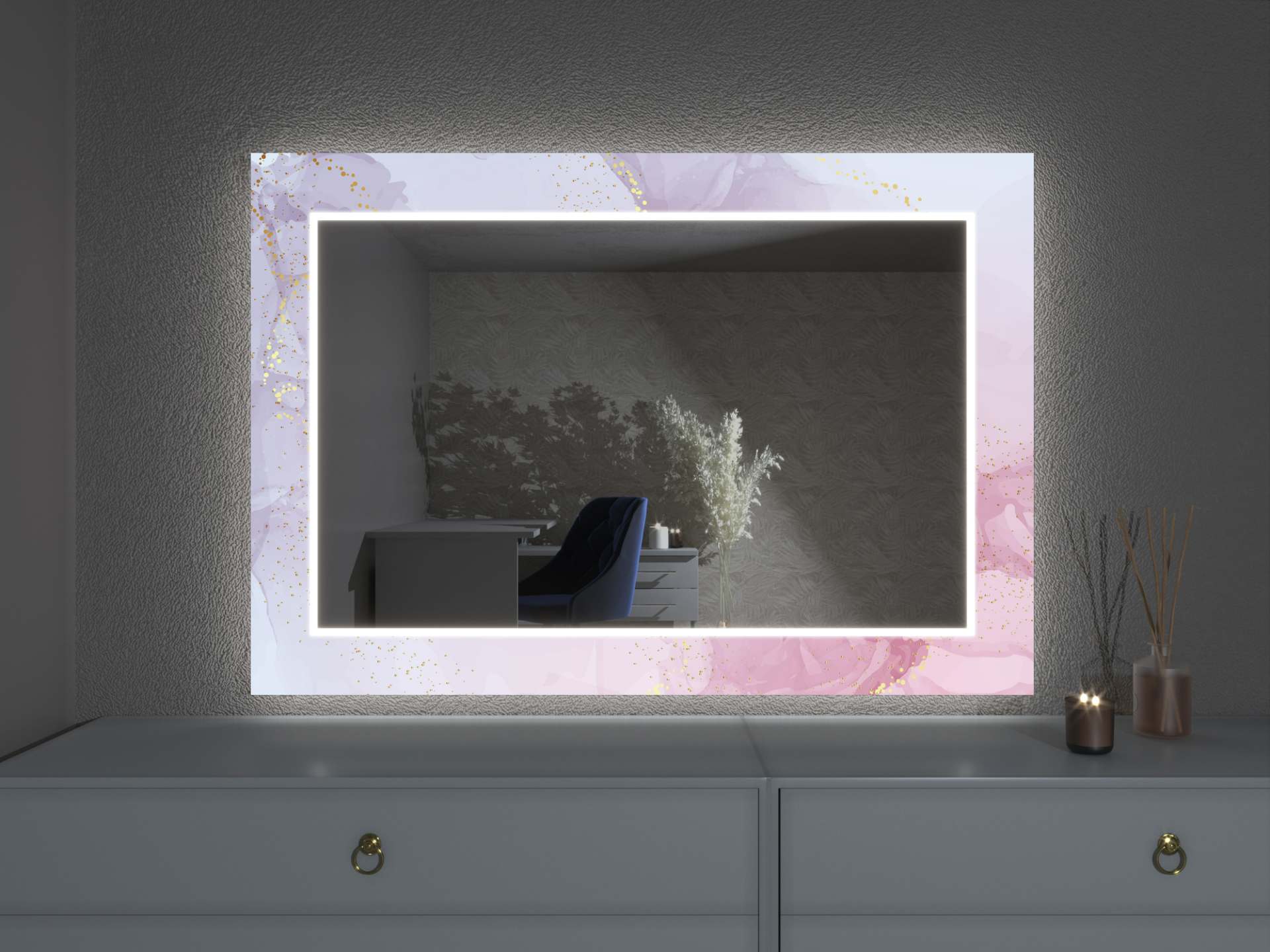 Miroir LED avec décor D8