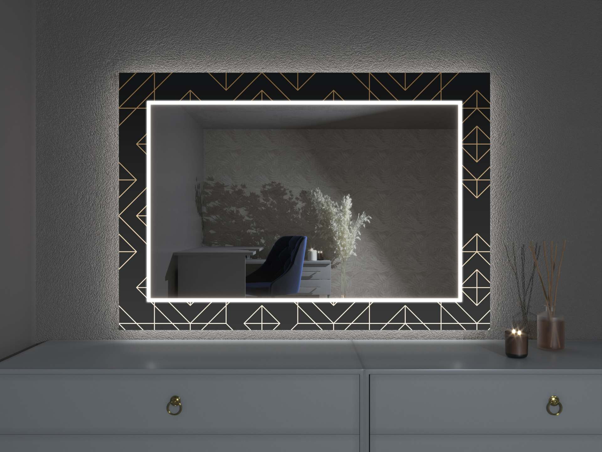 Miroir LED avec décor D10
